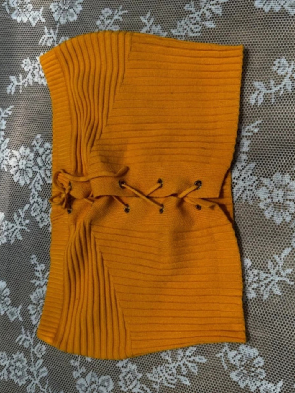 SHEIN Orange/Mustard Ribbed Top - Size M
